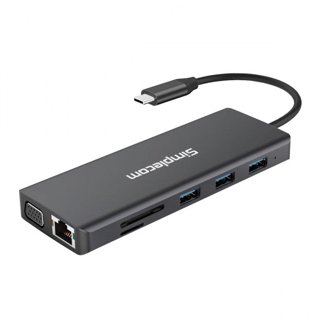 Simplecom CHN612 USB-C 12-in-1 Multiport Docking Station Dual HDMI + VGA Triple Display Gigabit LAN Simplecom CHN612 USB-C 12-in-1 Multiport Docking Station Dual HDMI + VGA Triple Display Gigabit LAN